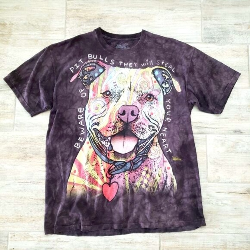 The Mountain‎ Pittbull Dog Shirt Men's Tie Dye Watercolor Pet Lover XL
